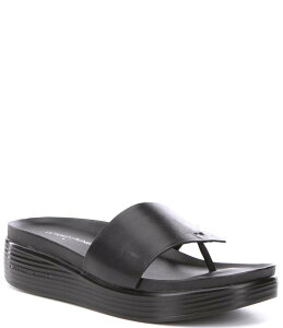 �h�i���h�v���l�[�� ���f�B�[�X �V���[�Y �T���_�� �v���b�g�t�H�[�� ���U�[ Donald Pliner Fifi Leather Platform Wedge Thong Sandals Black �u���b�N