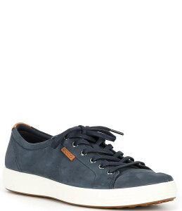 GR[ Y V[Y hXV[Y Xj[J[ U[ ECCO Men's Soft VII Nubuck Leather Sneakers Marine/Lion