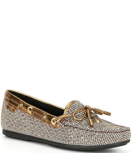 【送料無料】 カートジェイガーロンドン レディース スリッポン・ローファー シューズ Crystal Embellished Houndstooth Bow Detail Moccasin Loafers Beige