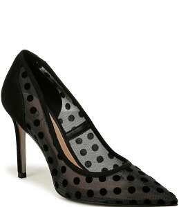 �T���G�f���}�� ���f�B�[�X �V���[�Y �q�[�� �h�b�g�� �h�b�g ���b�V�� Sam Edelman Hazel Polka Dot Mesh Pumps Black �u���b�N