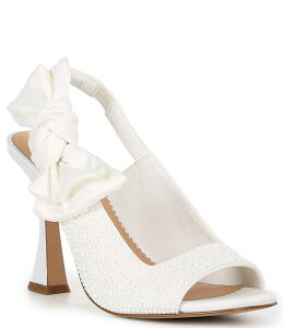 �W�����r�j ���f�B�[�X �V���[�Y �T���_�� �T�e�� Gianni Bini Coray Three Pearl Embellished Satin Slingback Bow Detail Dress Sandals White �z���C�g