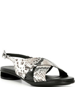 yz GR[ fB[X pvX V[Y Sculpted Alba 25 Leather Snake Print Crossband Sandals Dark Clay