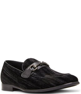�X�e�B�[�u �}�f�� �����Y �V���[�Y �X���b�|���E���[�t�@�[ �x���x�b�g ���[�t�@�[ Steve Madden Men's Trulmon Velvet Bit Buckle Dress Slip On Loafers Black �u���b�N