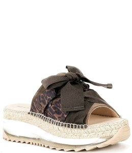 t[s[v fB[X V[Y T_ U[ Free People Chapmin Leopard Suede Bow Espadrille Platform Wedge Slide Sandals