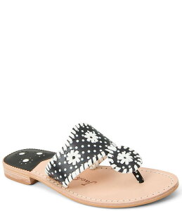 �W���b�N���W���[�X ���f�B�[�X �V���[�Y �T���_�� ���U�[ Jack Rogers Jacks Dotted Leather Flat Thong Sandals Black/White Dot �z���C�g