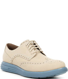 R[n[ Y V[Y hXV[Y U[ Light Sesame/Denim/China Blur Cole Haan Men's OriginalGrand Remastered Nubuck Brogue Wingtip Det...