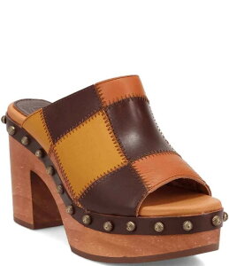 fBS fB[X V[Y T_ pb`[N U[ Dingo Mosaic Leather Patchwork Studded Clog Slide Sandals Brown Multi uE