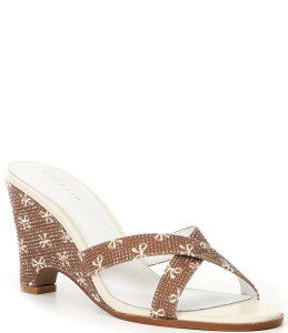 �Z�V���A �j���[���[�N ���f�B�[�X �V���[�Y �T���_�� Cecelia New York Vision Jewel Embellished Bow Detail Slide Wedge Sandals Tea Oat Bow