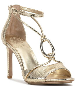 ���B���X�J���[�g ���f�B�[�X �V���[�Y �T���_�� ���U�[ �q�[�� Vince Camuto Alinna Strappy Embossed Leather O-Ring High Heel Dress Sandals Egyptian Gold �S�[���h