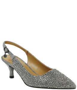 �W�F�C���j�[ ���f�B�[�X �V���[�Y �q�[�� J. Renee Ferryanne Rhinestone Glitter Fabric Slingback Pumps Pewter Glitter �s���[�^�[