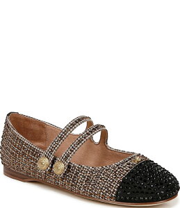 �T���G�f���}�� ���f�B�[�X �V���[�Y �p���v�X �L���b�v Circus NY by Sam Edelman Zoey Houndstooth Rhinestone Mary Jane Cap Toe Ballerina Flats Black Natural Multi �u���b�N