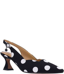 �W�F�C���j�[ ���f�B�[�X �V���[�Y �q�[�� �h�b�g�� �h�b�g J. Renee Anara Polka Dot Slingback Pumps Black/White �z���C�g