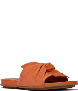 tBbgtbv fB[X V[Y pvX XG[h FitFlop Gracie Soft-Twist Bow Suede Slides Satsuma