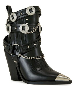 AUA  fB[X V[Y u[cECu[c Azalea Wang Riggins Harness Embellished Western Booties Black ubN