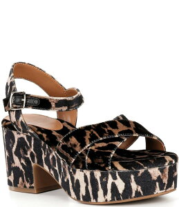 yz Wrj fB[X T_ V[Y Joize Leopard Printed Velvet Cross Band Platform Sandals Natural