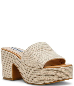 XeB[u }f fB[X V[Y Xb|E[t@[ vbgtH[ T_ q[ Steve Madden Trippy Woven Rope Platform Block Heel Slide Sandals Natural