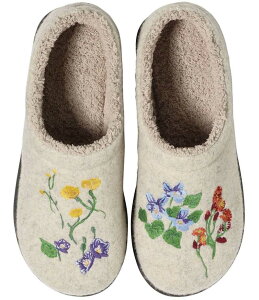 �G���G���r�[�� ���f�B�[�X �V���[�Y �T���_�� �t�����[�� �E�[�� �t�����[ L.L.Bean Daybreak Scuff Floral Motif Wool Clog Slippers Paper White Floral �z���C�g