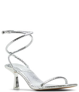 �A���h ���f�B�[�X �V���[�Y �T���_�� �g�[�� ALDO Dime Metallic Snake Embossed Square Toe Strappy Dress Sandals Silver �V���o�[
