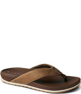 yz [t Y T_ V[Y REEF Men's Cushion Bonzer Leaher Flip Flops Toffee