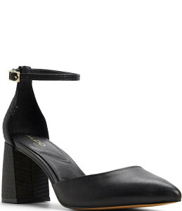 �A���h ���f�B�[�X �V���[�Y �q�[�� �A���N�� ���U�[ ALDO Jan Leather Ankle Strap Embossed Heel Pumps Black �u���b�N
