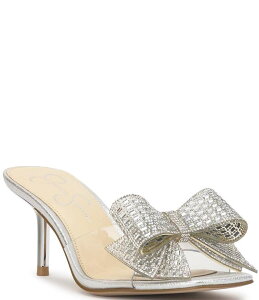 �W�F�V�J�V���v�\�� ���f�B�[�X �V���[�Y �T���_�� Jessica Simpson Celisha Rhinestone Bow Clear Dress Slide Sandals Clear
