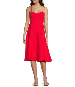 �n�j�[�A���h���[�W�[ ���f�B�[�X �g�b�v�X �����s�[�X �~�f�B�����s�[�X �~�f�B Honey and Rosie Sweetheart Neck Drop Waist Bow Back Midi Dress Red ���b�h