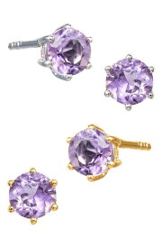 サビーシージュエルズ レディース ピアス・イヤリング アクセサリー Sterling Silver Amethyst Stud Earrings - Set of 2 PURPLE