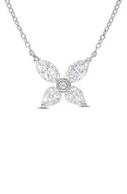 デルマー レディース ネックレス・チョーカー・ペンダントトップ アクセサリー Sterling Silver Created Moissanite Flower Pendant Necklace SILVER