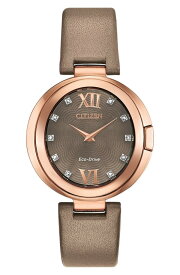 シチズン メンズ 腕時計 アクセサリー Women's Capella Diamond Dial Leather Strap Watch, 34mm ROSE