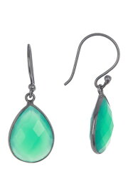 アドニア メンズ ピアス・イヤリング アクセサリー Green Onyx Pear Drop Earrings SILVER