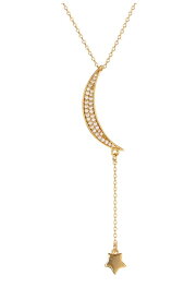 オリビア ウェルズ レディース ネックレス・チョーカー・ペンダントトップ アクセサリー Avi Pave Half Moon Dangle Necklace GOLD / CLEAR