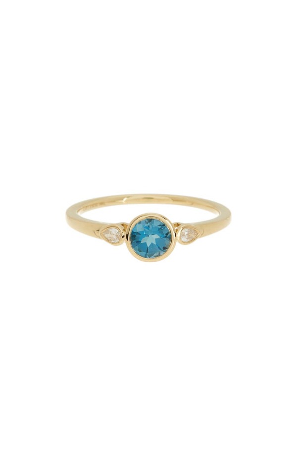  ボニー レヴィ レディース リング アクセサリー 18K Gold London Blue Topaz  Diamond Ring 0.08ct. Size 18K YELLOW GOLD