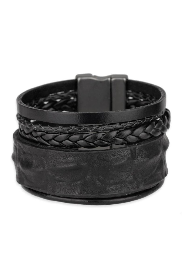 【送料無料】 サーチ レディース ブレスレット・バングル・アンクレット アクセサリー Black Rumple Leather Strand Bracelet BLACK