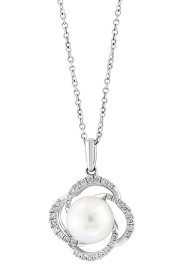 【送料無料】 エフィー レディース ネックレス・チョーカー・ペンダントトップ アクセサリー Sterling Silver 8 9mm Freshwater Pearl & Diamond Pendant Necklace - 0.15ct. WHITE