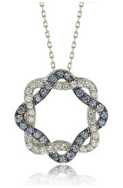 【送料無料】 スージレビアン レディース ネックレス・チョーカー・ペンダントトップ アクセサリー Sterling Silver Blue & White Sapphire & Diamond Acent Whimsical Circle Pendant Necklace BLUE