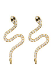 アドニア レディース ピアス・イヤリング アクセサリー 14K Gold Plated Sterling Silver Swarovski Crystal Snake Stud Earrings YELLOW