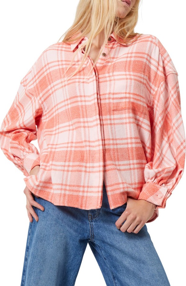 【送料無料】 フレンチコネクション レディース シャツ トップス Arla Plaid Flannel Shirt CRYSTAL ROSE MULTI