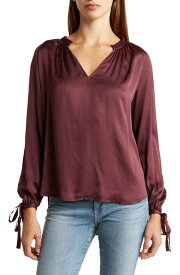 【送料無料】 エージー レディース シャツ トップス Karina V-Neck Tie Sleeve Cotton Top RICH CARMINE