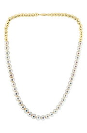 【送料無料】 エフィー レディース ネックレス・チョーカー・ペンダントトップ アクセサリー 14K Gold Plated Sterling Silver 7.5 8mm Freshwater Pearl Ball Chain Necklace GOLD/ WHITE
