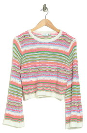 【送料無料】 ラッシュ レディース ニット・セーター アウター Stripe Pointelle Crop Sweater IVORY MULTI