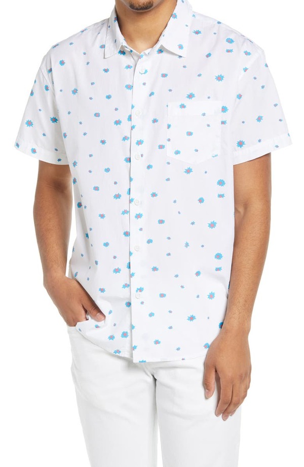 オベイ メンズ シャツ トップス Floral Short Sleeve Organic Poplin Button-Up Shirt WHITE  MULTI - www.edurng.go.th