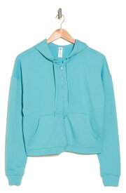 【送料無料】 90ディグリー レディース パーカー・スウェット アウター Fleece Crop Zip Hoodie AQUA