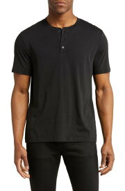 【送料無料】 ヴィンス メンズ Tシャツ トップス Solid Henley T-Shirt BLACK