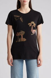 【送料無料】 ヴァレンティノ レディース Tシャツ トップス Tropical Embellishments T-Shirt NERO