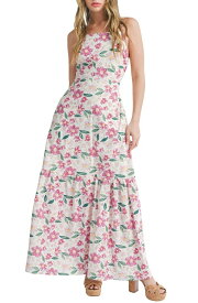 【送料無料】 ラッシュ レディース ワンピース トップス Floral Tie Back Cotton Maxi Dress CREAM PINK