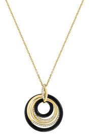 【送料無料】 エフィー レディース ネックレス・チョーカー・ペンダントトップ アクセサリー 14K Gold Diamond & Onyx Multi Ring Pendant Necklace BLACK