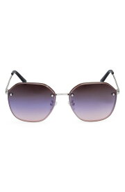 【送料無料】 ケネスコール レディース サングラス・アイウェア アクセサリー 60mm Round Sunglasses SHINY NICKEL/ BORDEAUX
