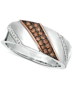 �� ���@�� �����Y �A�N�Z�T���[ �����O Le Vian Chocolatier Men's Diamond Diagonal Diamond Ring (3/8 ct. t.w.) in Sterling Silver & 14k Rose Silver �V���o�[