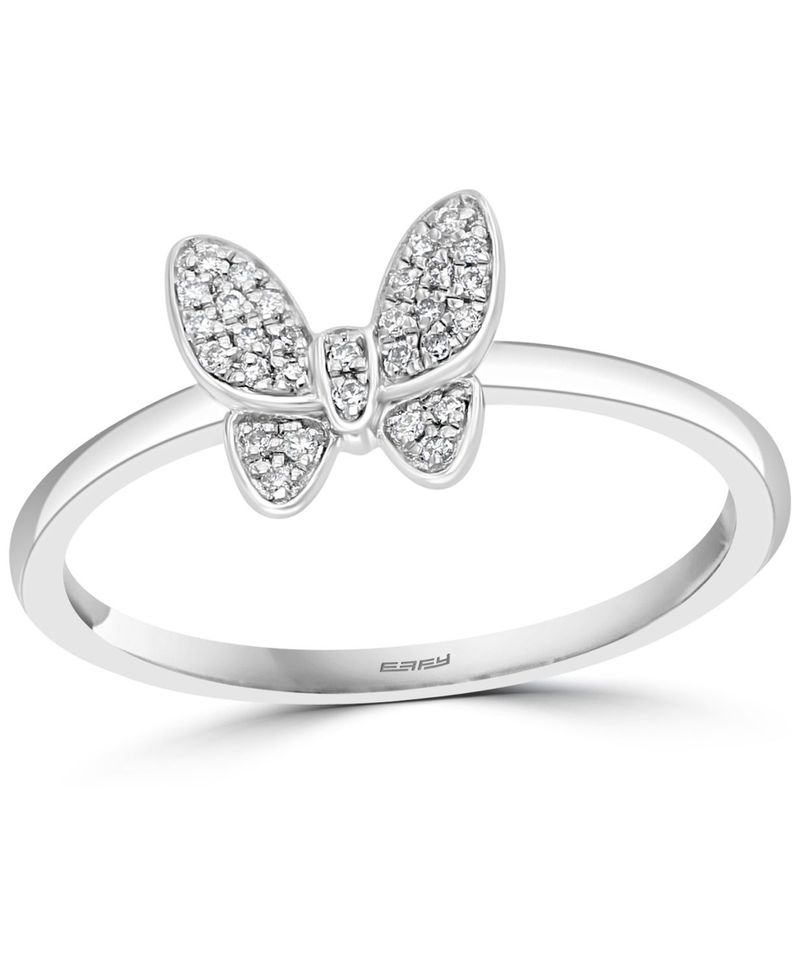 エフィー レディース リング アクセサリー EFFY Diamond Butterfly Promise Ring (1/10 ct. t.w.) in Sterling Silver Sterling Silver