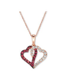 ル ヴァン レディース ネックレス・チョーカー・ペンダントトップ アクセサリー Passion Ruby (1/3 ct. t.w.) & Nude Diamond (1/3 ct. t.w.) Interlocking Hearts 18 Pendant Necklace in 14k Rose Gold Ruby